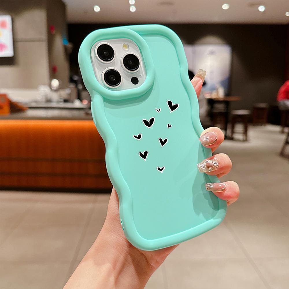 Чехлы для телефонов N83 Heart and Leaf art Macaron с волнистыми краями для iPhone 15 Pro Max Samsung A54 A13 A14 S23 S24 Ultra A23 Redmi Note 13 Pro, противоударный чехол