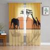 African Landscape Giraffes And Elephant Sheer Curtains For Bedroom Living Room Tulle Curtains For Kitchen Window Voile Curtains