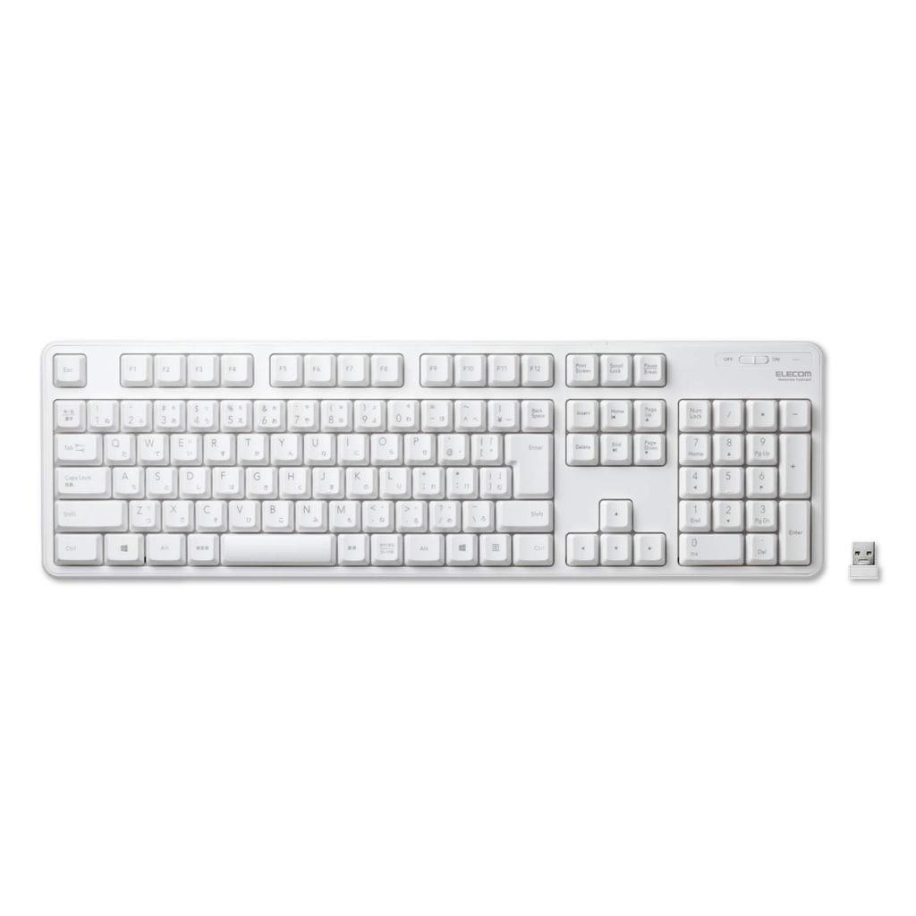 ELECOM Wireless Membrane Keyboard, Full Size, White, TK-FDM106TWH