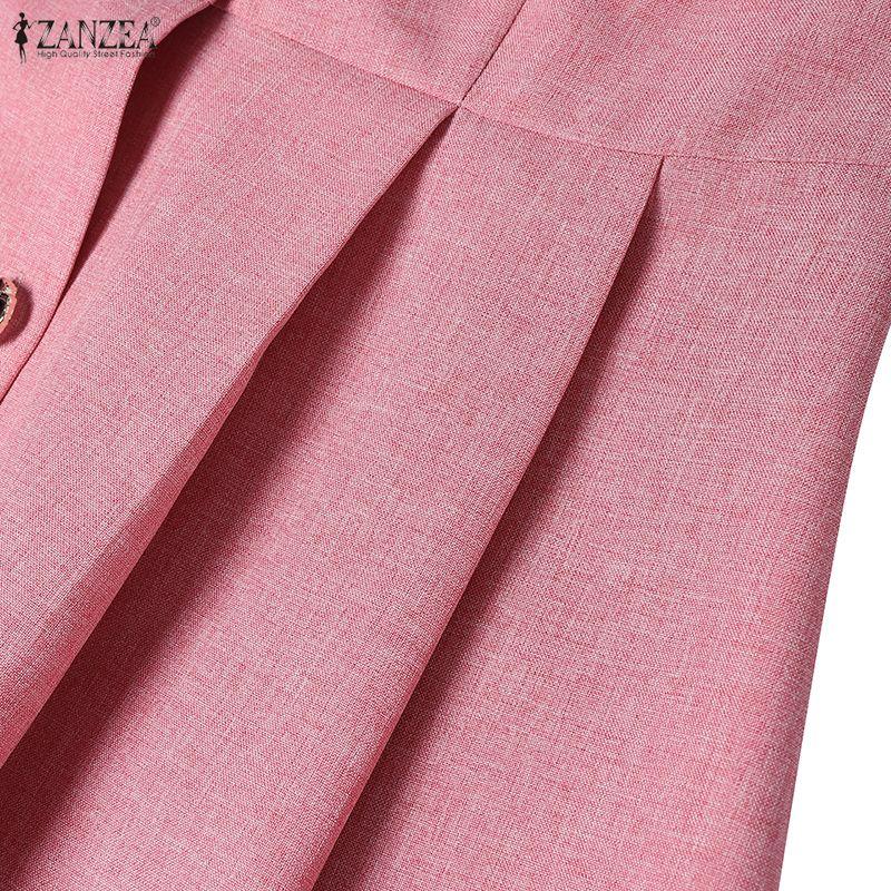 ZANZEA Женское элегантное платье с лацканами, повседневное, с длинным рукавом