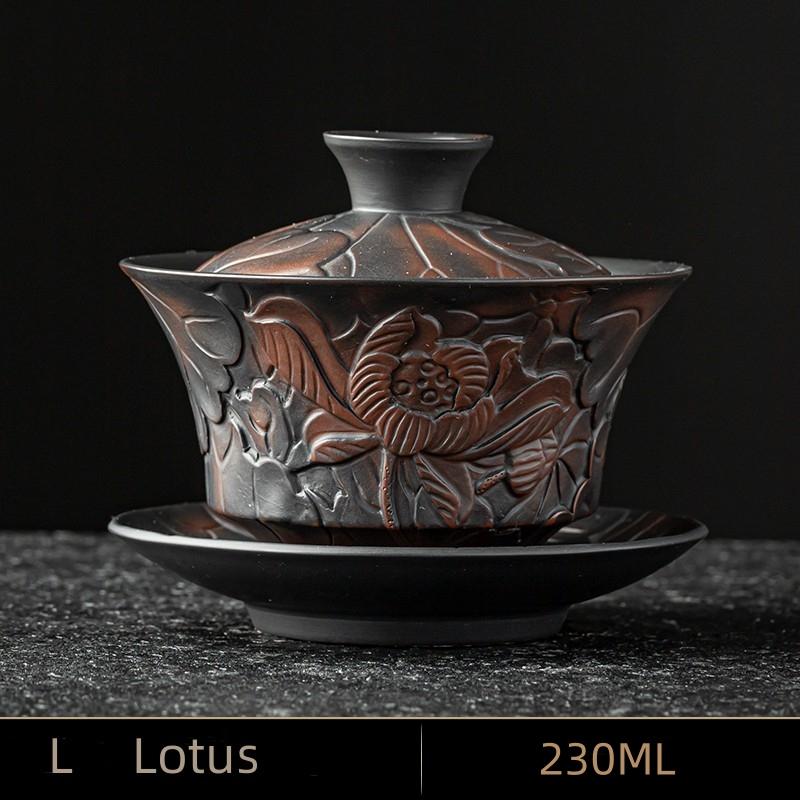 Высококачественный китайский чайный сервиз из фиолетовой керамики, гайвань, чайные чашки, крышка, миска, традиционная ручная заварка чая, чайная чашка, чайная чаша