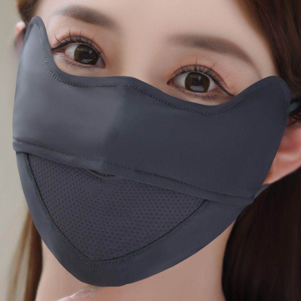 Solid Color Ice Silk Face Scarf Mesh Anti-uv Face Cover Thin Sunscreen Veil  Sports