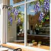 Easy Install Glass Clings 2PCS Flower Print Window Static Stickers, Glue-free Electrostatic Decorative Film, Floral Film Removable Cling for Door And