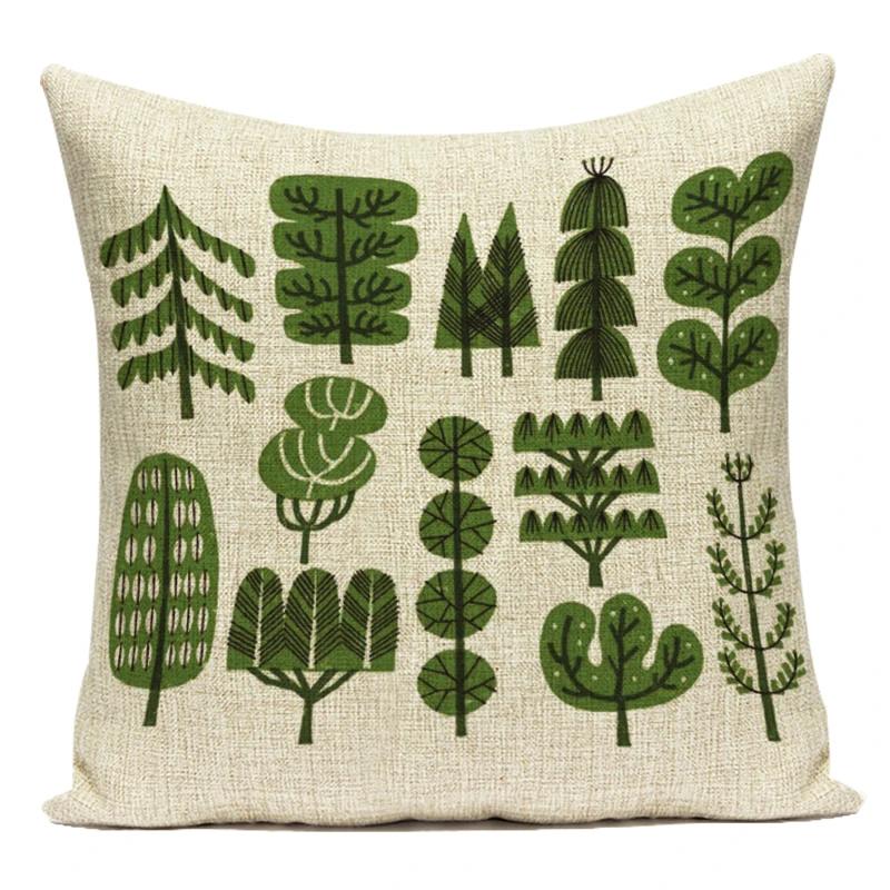 Полиэстер Декоративные Подушки Чехол Цветочные Деревья Cojines Decorativos Para Sofa Наволочка Для Гостиной Домашний Декор