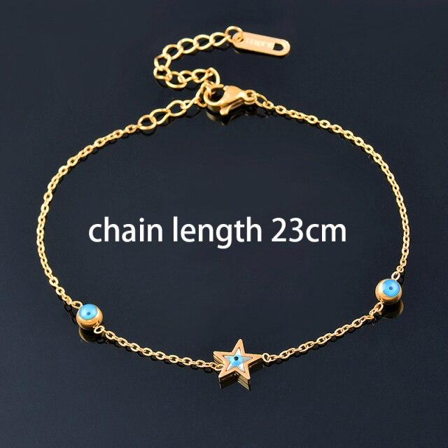 Синие браслеты из нержавеющей стали Sinleery Evil Eye Star для женщин, золотые, серебряные, браслеты на руку, ювелирные изделия, аксессуары Sl213 Ssp
