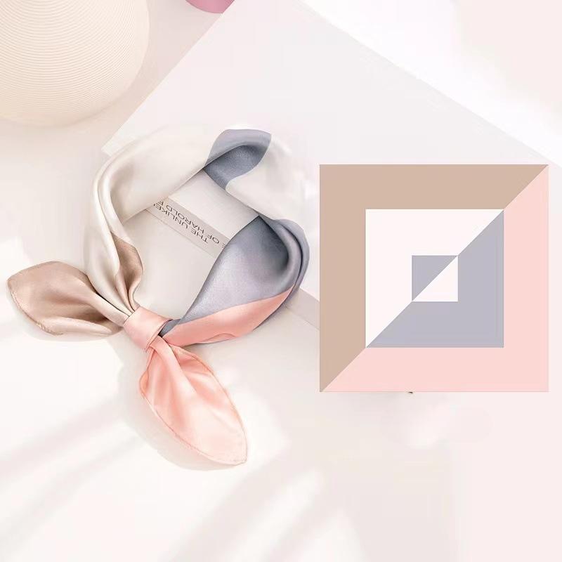 Decorative Versatile Literary Geometric Neck Scarf New Silk Scarf 70 Small Square Scarf Women Vintage Scarf