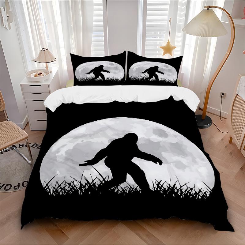 Moonlit Bigfoot Silhouette Print 3Pcs Bedding Setduvet Cover With 2 Bedropillowcase Home Birthday Gift