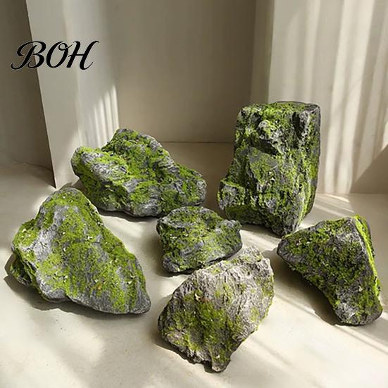 Садовый камень для эстетичного оформления Искусственные камни с мхом Ландшафтный дизайн, Легкий Декор из искусственного камня Уличный Синтетический с текстурой Пруд Задний двор,