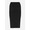 Black Slit Detailed Fitted High Waist Ribbed Stretch Midi Knitted Skirt Twoss22et0250