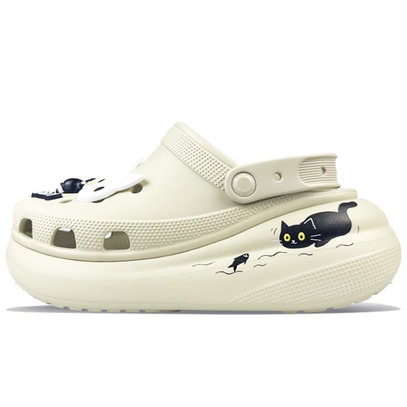 Crocs Crush Clog BNK Kitten Funny Fish Naughty Cute Cute Snoring Gift Box Hole Shoes Unisex Black and White