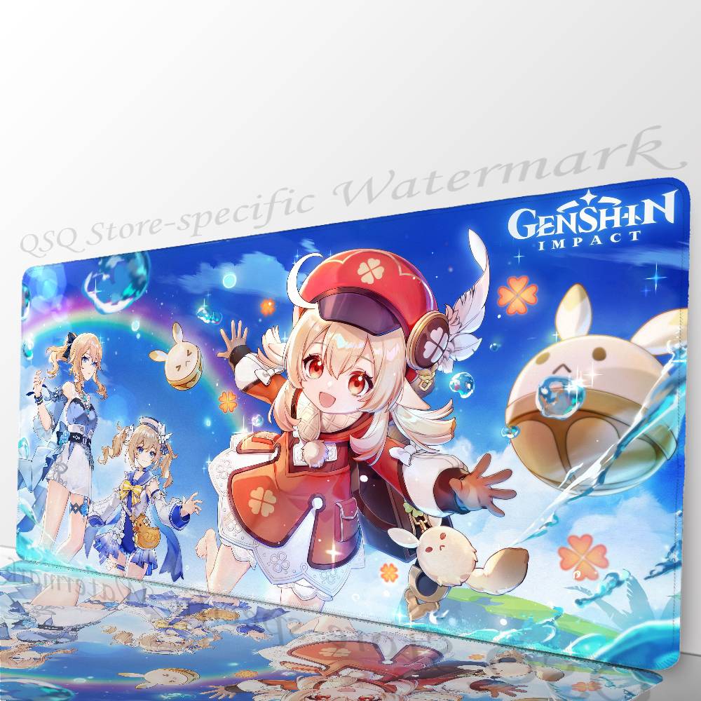 Klee Аниме G-Genshin Impact Коврик для мыши Нескользящий Подходит для офисных компьютеров Ноутбуков Игровых столов для киберспорта Клавиатуры XXL