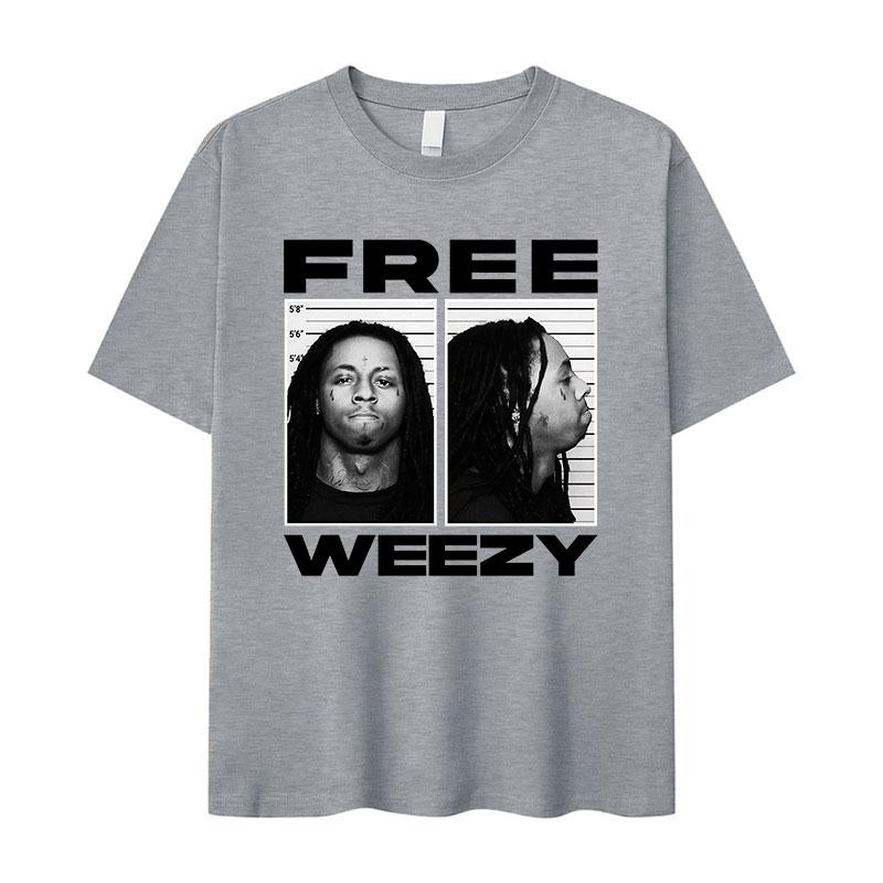 Футболка с графическим принтом рэпера Lil Wayne FREE WEEZY Мужская Хип-хоп Винтажная Готическая Хлопковая Оверсайз Топ Y2K