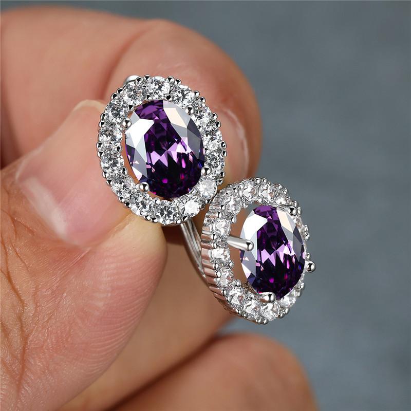 Роскошные Серьги-кольца с Кристаллами Желтый Овальный Камень Разноцветные Цирконы Маленькие Классический Серебристый Цвет Свадебные Серьги Для Женщин