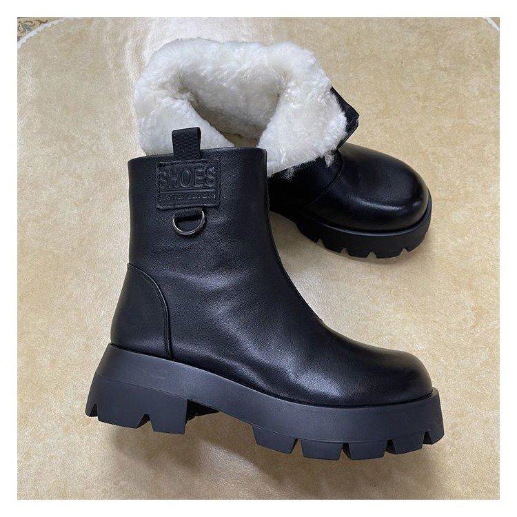 Ботильоны на толстом каблуке из мягкой кожи женские в британском стиле ретро с круглым носком ботинки Мартина на толстой подошве рыцарские тонкие ботинки