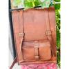 Goat Leather Backpack Bag Laptop Rucksack Vintage Brown Men's Genuine Travel