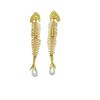 Punk Gothic Fish Bone Pearl Earrings Fishbone Shaped Drop Earrings Exaggerated Eardrop  Women