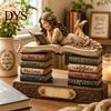Украшения для книжных полок в читальном зале, деревянная фигурка девочки для любителей книг, персонализированный декор для настольной книжной полки со штабелируемым дизайном, домашняя библиотека, кабинет
