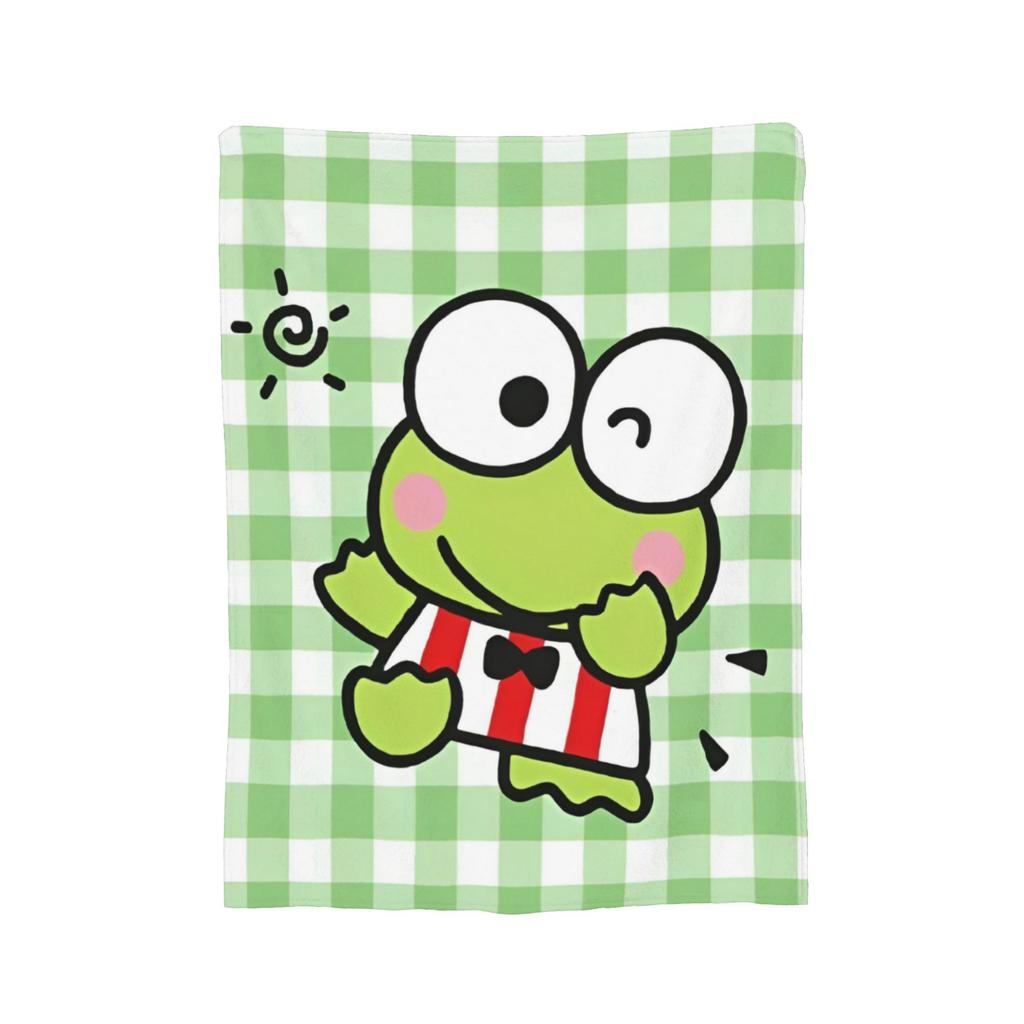 Keroppi Flannel Blankets Anime Fashion Throw Blankets for Home 125*100cm Bedspread,