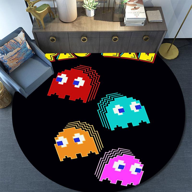 Pac‑Man Poster pattern round rug,Carpet Rug for Living Room Bedroom Playroom ,Non-slip Floor Mat,Holiday Gifts and Birthday Gifts.