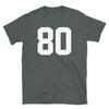 Униформа команды Номер на майке 80 День рождения Varsity Футболка унисекс с коротким рукавом Футболка унисекс