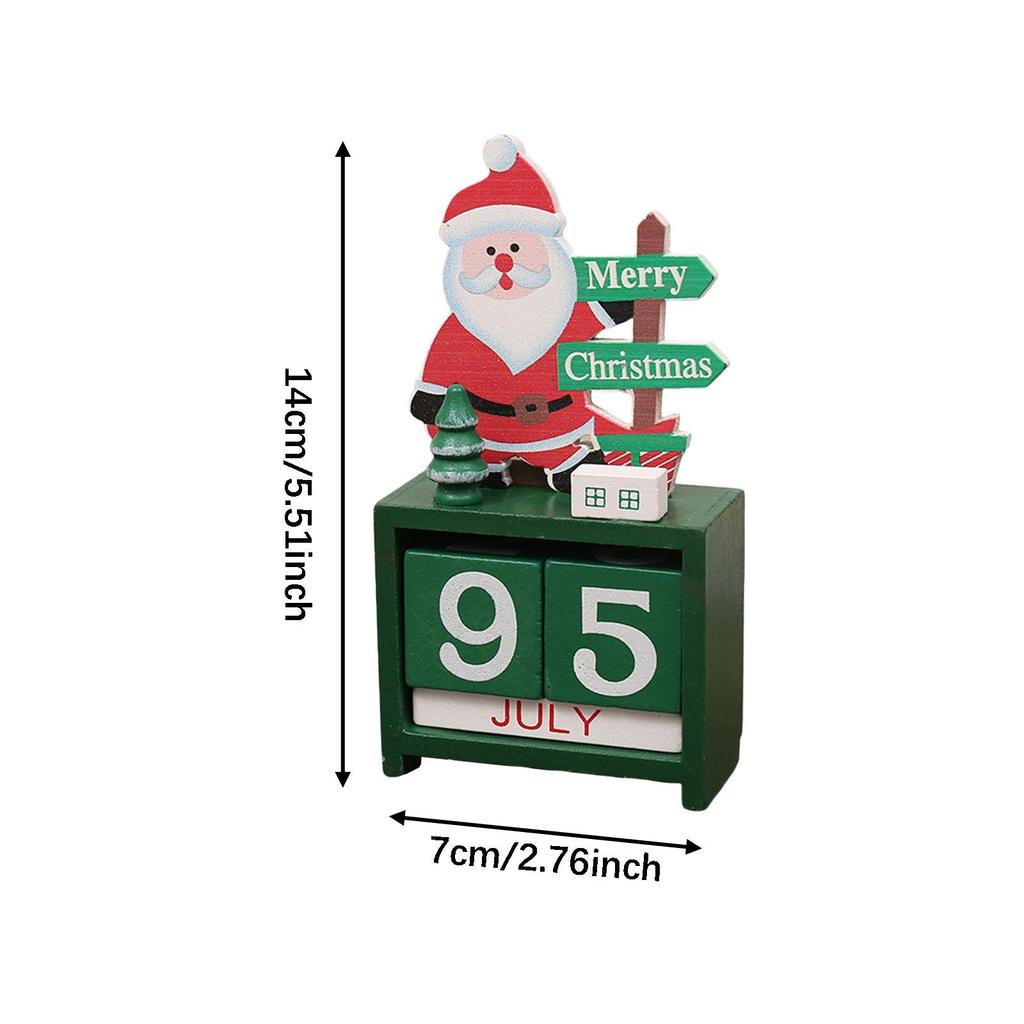 Xmas Wooden Advent Calendar Countdown Number Display Tabletop Block Ornament for Holiday Home Office Decor