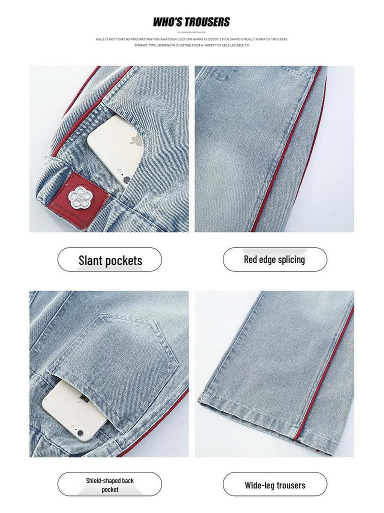 Девичьи джинсы широкого кроя на флисовой подкладке для осени и зимы