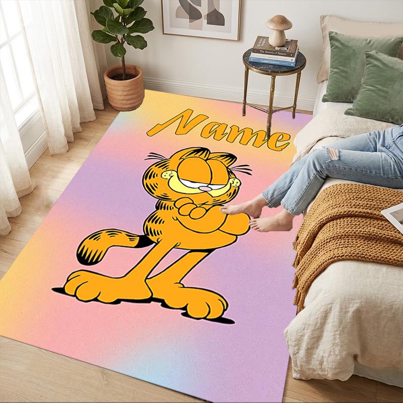 Personalized Name Garfield's Name Living Room Non-Slip Area Rug Soft Carpet for Bedroom Playroom Sofa Office Home Decor Doormat