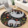 1pc Sloth Floral Office Round Area Rug, Indoor Mat Suitable For Office, Under Office Chairs Bedroom Living Room Home Decor, Room Deco