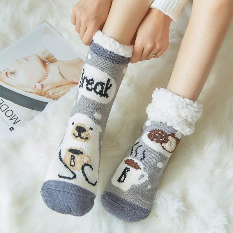 Women Winter Warm Soft Indoor Socks Cozy Plus Pile Carpet Sleeping Sock
