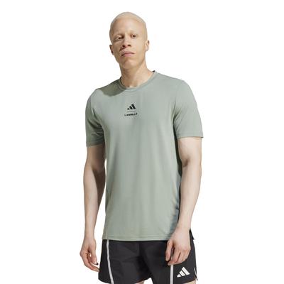 Мужская футболка Adidas LESMILLS с коротким рукавом, серебристо-зеленая, размер L, KRL51, (JW1741),