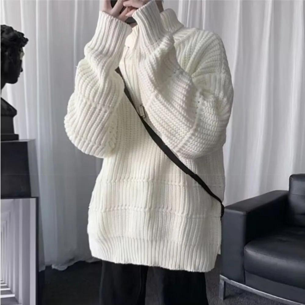 Turtleneck Knitwear Autumnr and Winter High Collar Loose Fit Knitted Sweaters for Men Casual Aesthetic Cheap Top Pullover Man