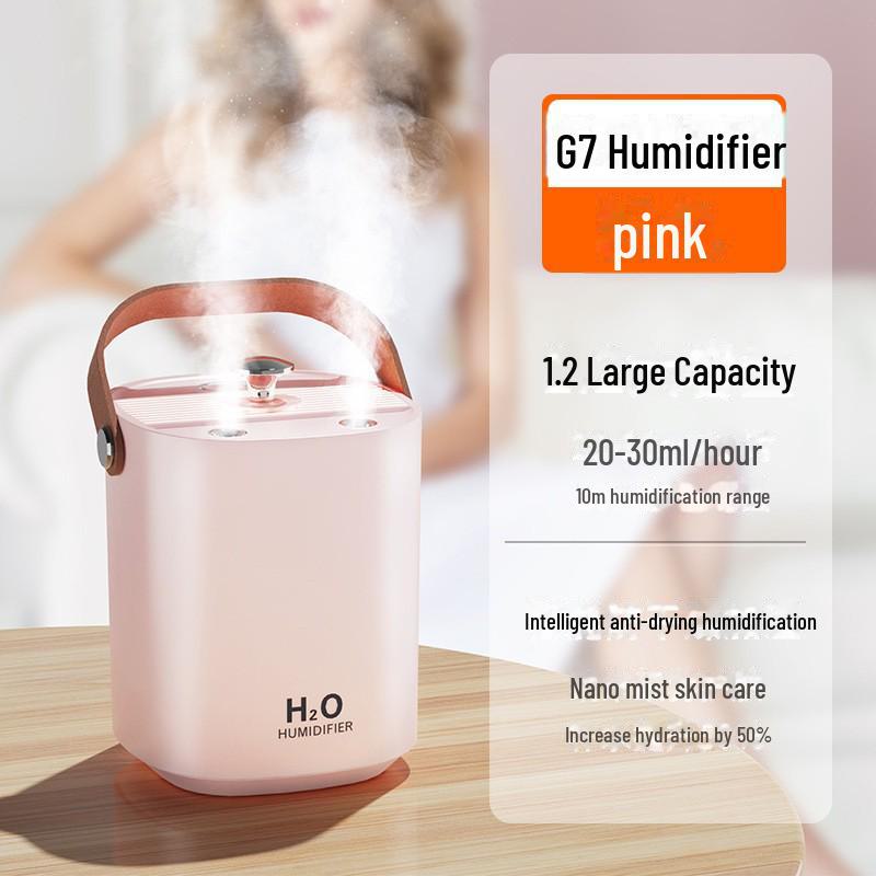 Бесшумный настольный увлажнитель воздуха объемом 1,2 л с двойным распылением и зарядкой через USB
