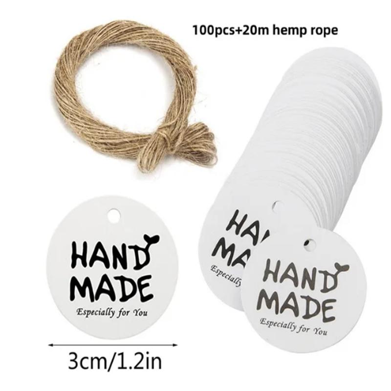 100 шт. + 20 м пеньковой веревки. Спасибо, что празднуете с нами.. Бирки ручной работы, украшения для подарков, пустые ценники