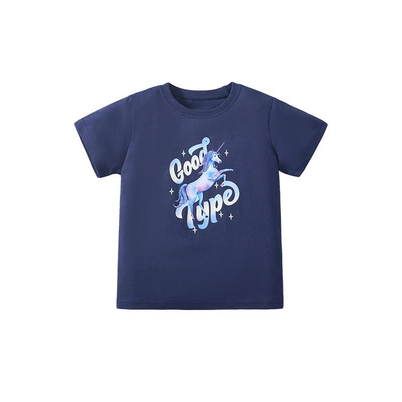 Футболка для девочек с рисунком из мультфильмов, летняя одежда с короткими рукавами, детский хлопковый топ, футболка из чистого хлопка