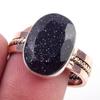 Натуральный синий солнечный камень, двухцветное кольцо из стерлингового серебра 925 пробы, размер 10 T1r27
