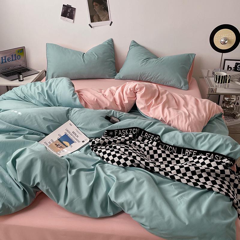 Комплект постельного белья в японском стиле, однотонный, приятный для кожи: Простыня, пододеяльник и наволочка 