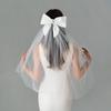 1pcs Elegant Bridal Wedding Headdress Ivory White Headpiece Bow Short Veil Back Head Decor Hair Accessories