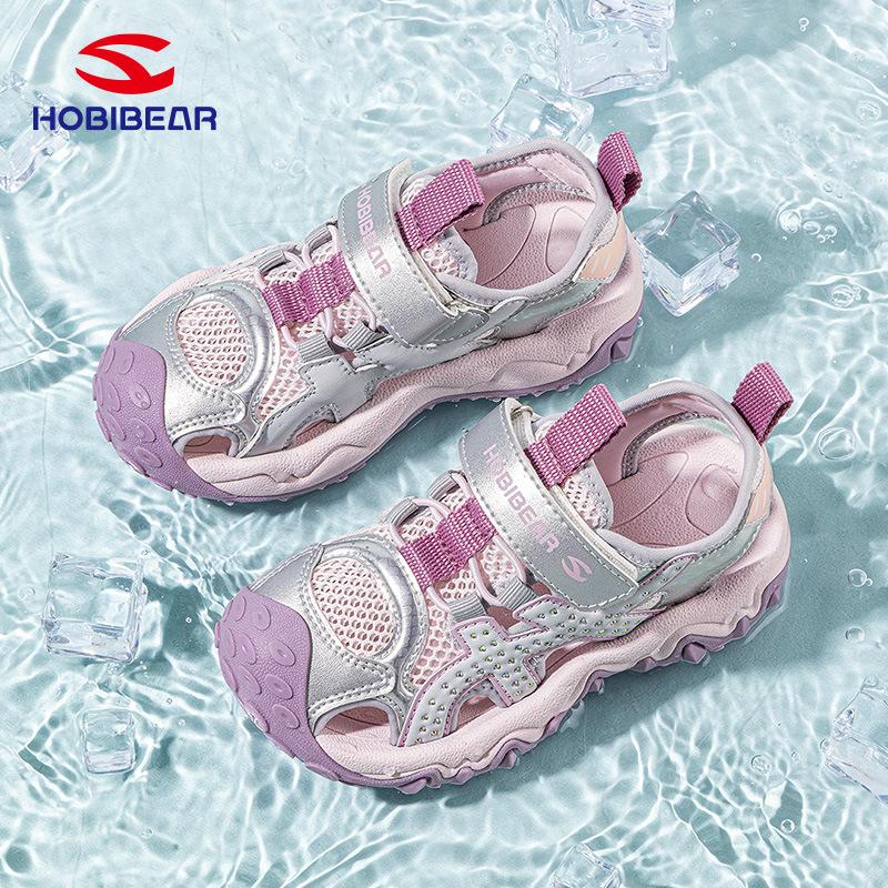 Girls Closed Toe Sandals Mesh Breathable Beach Shoes Hook And Loop Outdoor Sports Summer Water Shoes For Kids