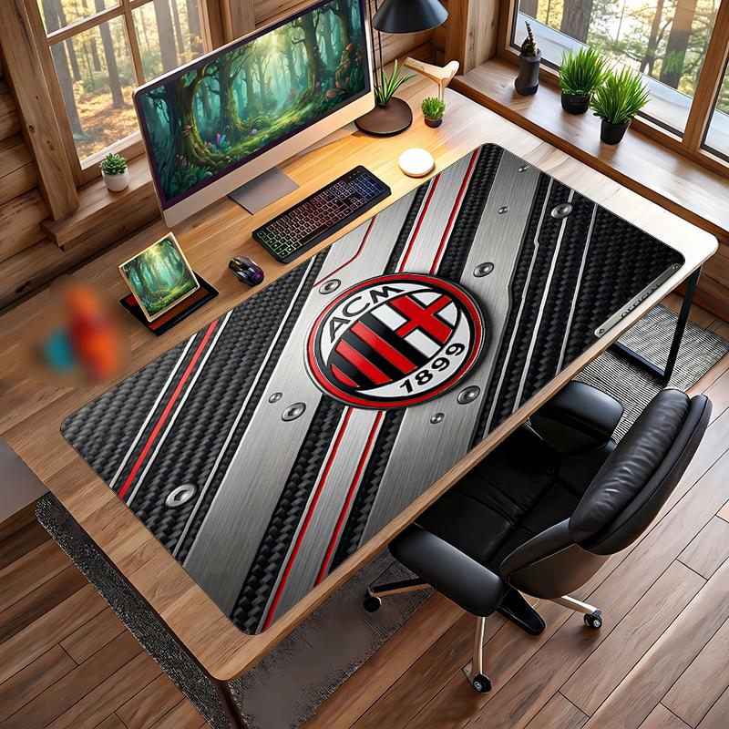 Большой коврик для мыши с принтом AC Milan, нескользящий мягкий резиновый игровой коврик для стола, декор для офисного ноутбука компьютера