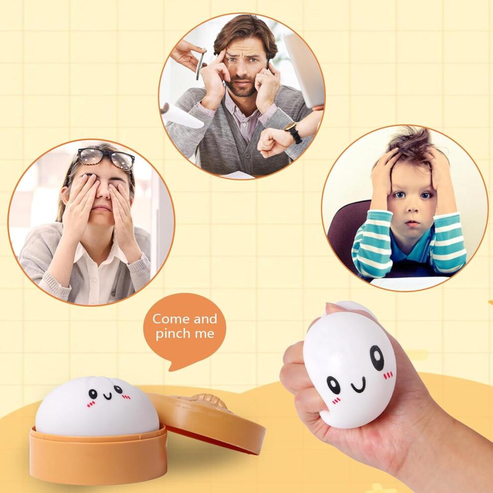 Pekkaxy Squishy Dumpling Stress Balls for Adults & Kids – Fidget Sensory Toy, Squeeze Dough Ball, Stretchy Stress Relief Toy for ADHD – Compatible