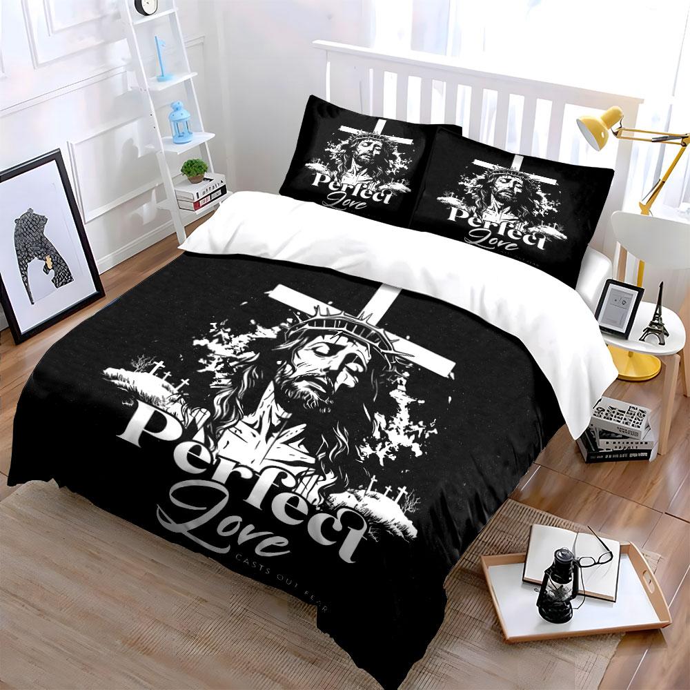 Perfect Love Jesus Art Set Bedding Duvet Cover Set Duvet Cover Pillowcases (1*Duvet Cover 2*Pillowcases, without duvet insert)