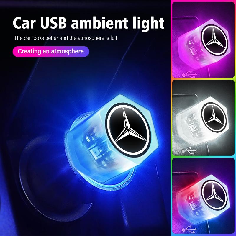 BENZ Mini USB LED Night Lights Car Atmosphere Lamp Auto Decoration For Mercedes Benz W202 W212 W126 W140 W168 W177 CLS GLE GLC GLS
