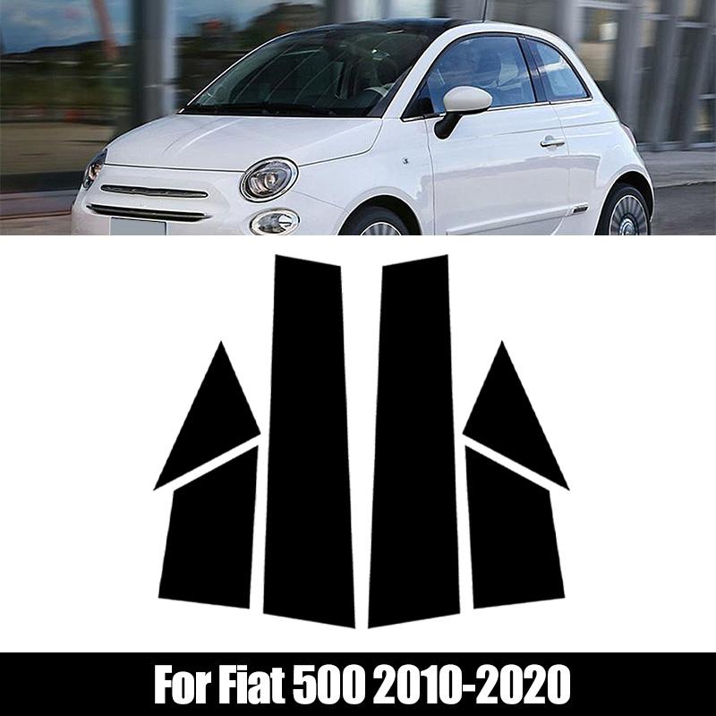 6 шт./комплект Подходит для Fiat 500 2010-2020 Глянцевый черный Покрытие центральной стойки двери и окна автомобиля Средняя стойка BC Покрытие стойки Зеркальный эффект Отделка