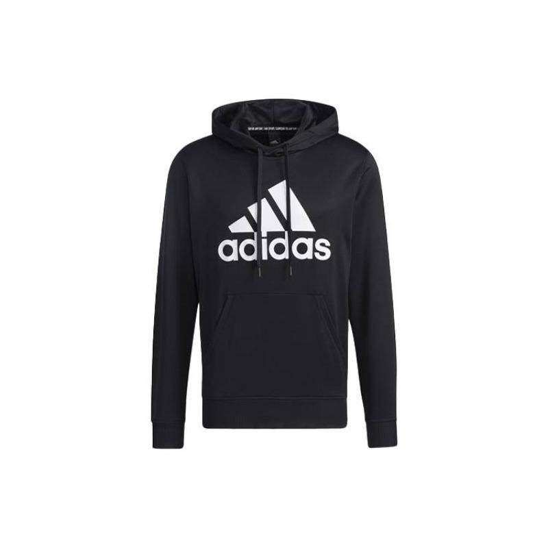 adidas Мужская толстовка с капюшоном с большим логотипом и принтом, черная GN0827