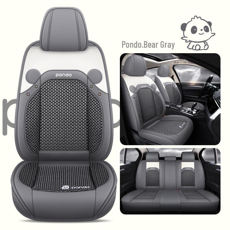 Новый мультяшный кожаный комплект подушек на сиденья автомобиля из ледяного шелка, на все сезоны