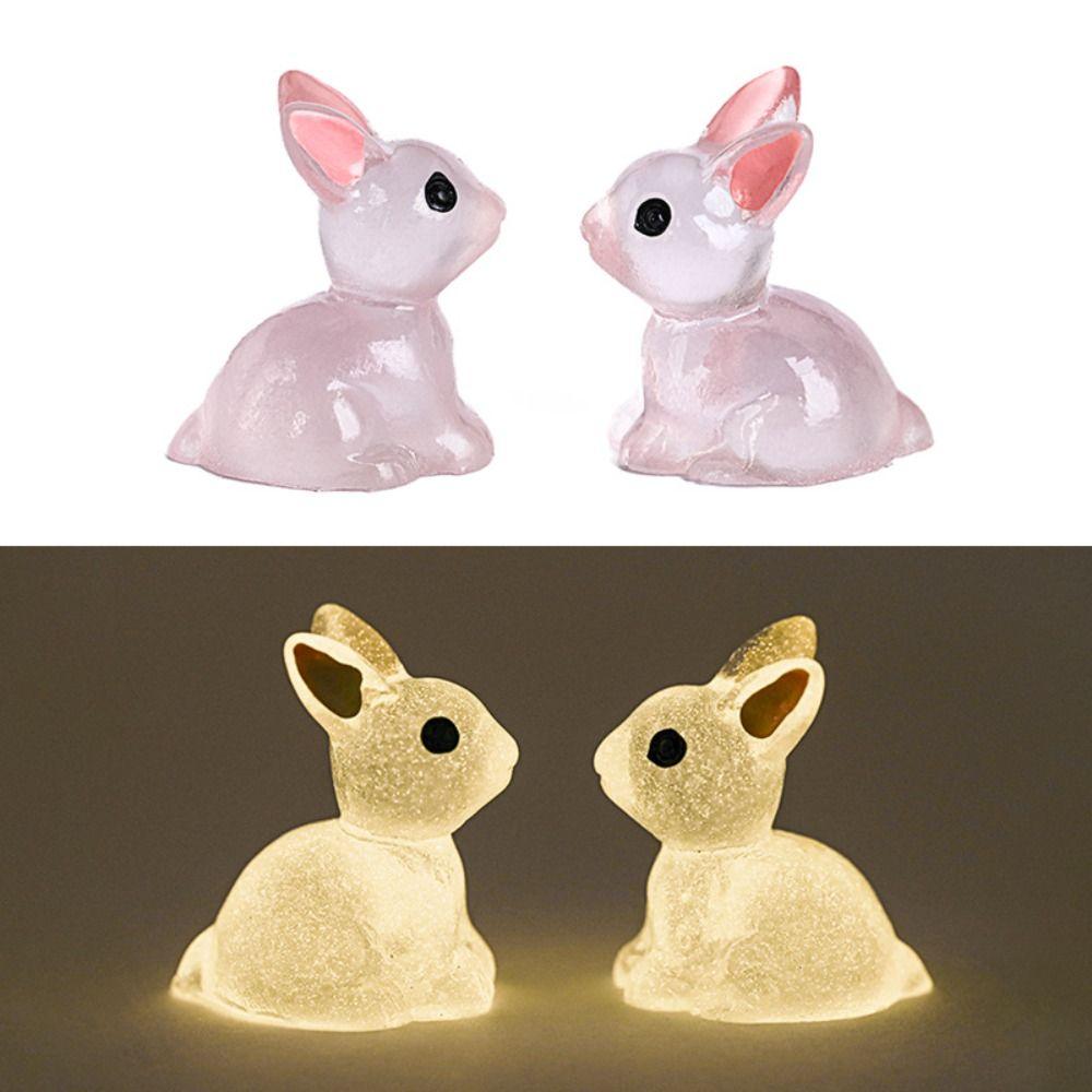 Gardening Luminous Bunnies Cute Miniature Figurines Microlandscape Mini Rabbit Ornaments