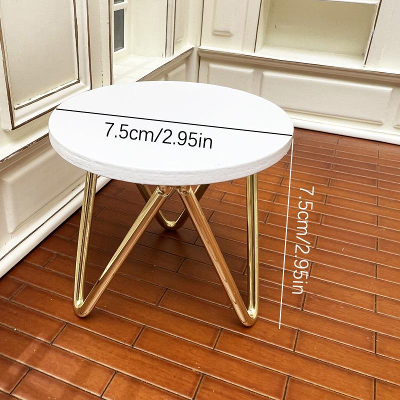 1:12 кукольных миниатюрных железных имитационных круглых чайных столиков, мини-кофейных столиков, обеденных столов, моделей кухонных декораций для гостиной, игрушек для детей