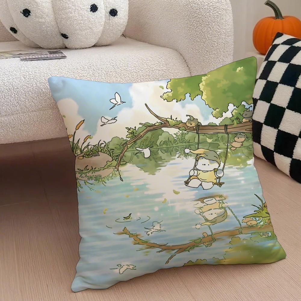 Author Somdoo Cute Animals Quiat And Peaceful Cushion Cover Throw Pillow Cover Hidden Button Durable Polyester Chair Cushion