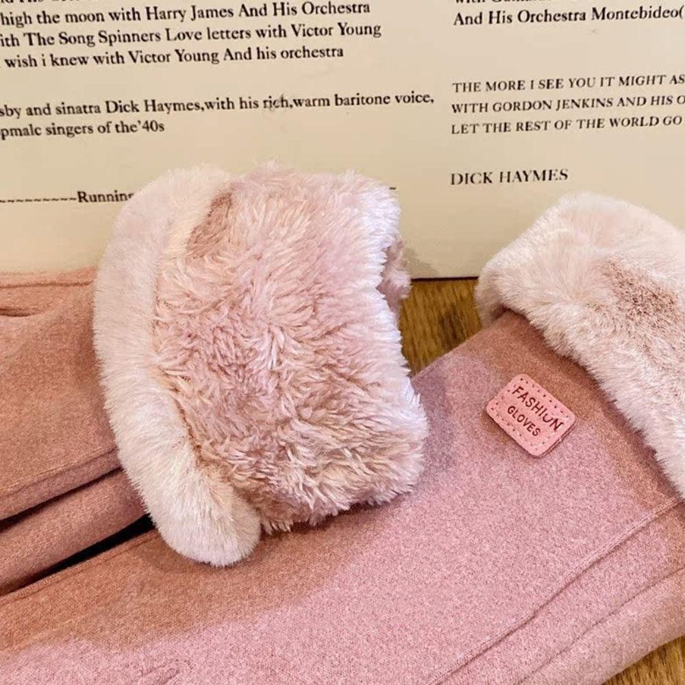 Thick Winter Gloves Velvet Women Mittens Skiing Plush Gloves  Girls