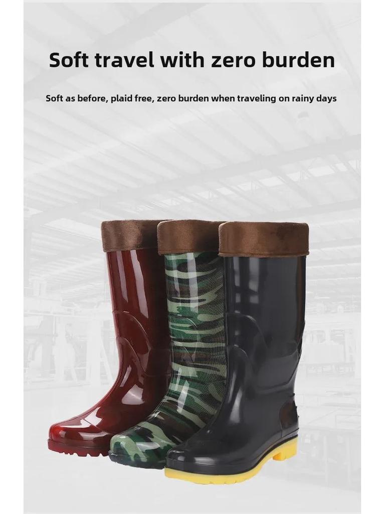 Бесплатная доставка: Мужские высокие резиновые сапоги, теплая сетка, нескользящие, износостойкие, строительные, с длинным берцем, резиновые водолазные сапоги.